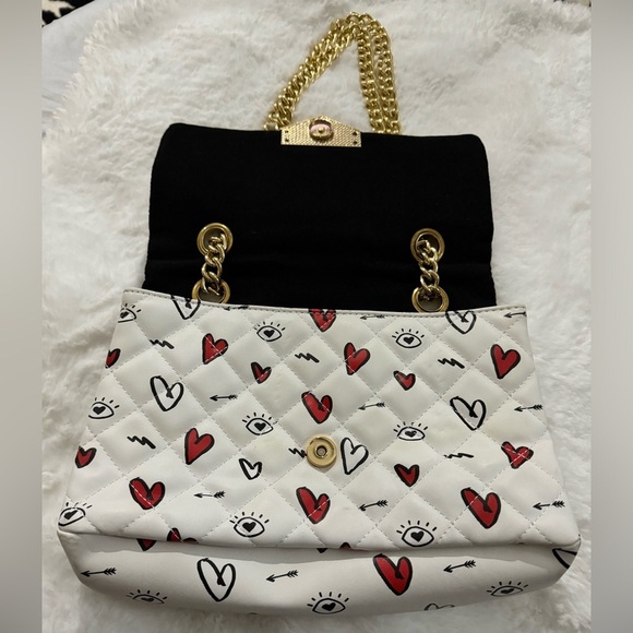 Aldo Caraglio Valentines Heart Print Chain Shoulder Quilted Crossbody Purse RARE - Picture 14 of 15